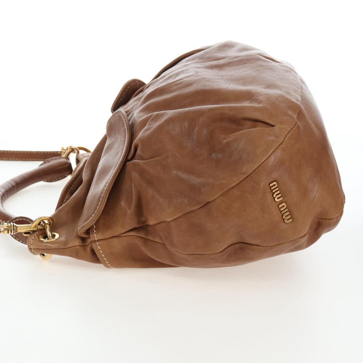 Miu Miu Shoulder Bag Leather 2way Brown Gold Tone Auth 205819A