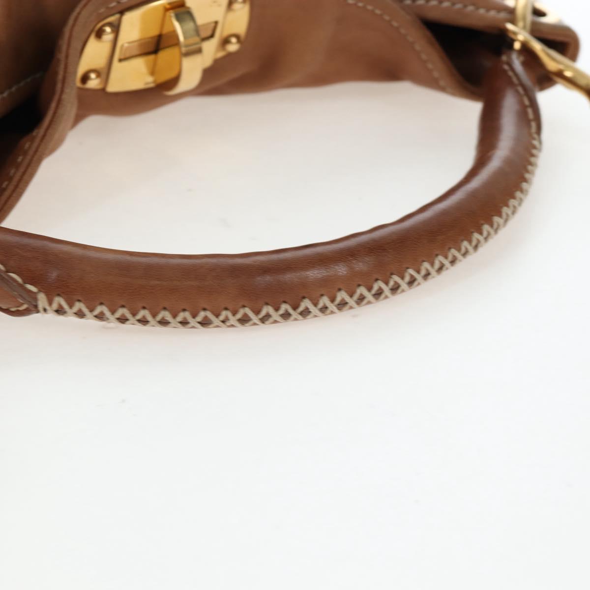 Miu Miu Shoulder Bag Leather 2way Brown Gold Tone Auth 205819A