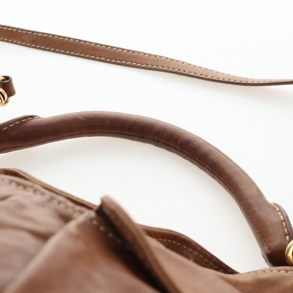Miu Miu Shoulder Bag Leather 2way Brown Gold Tone Auth 205819A