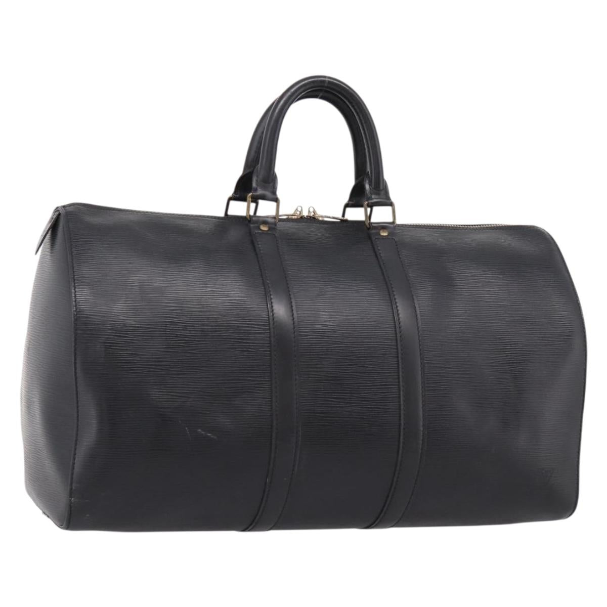 LOUIS VUITTON Epi Keepall 45 Boston Bag Noir M42972 LV Auth 205821A