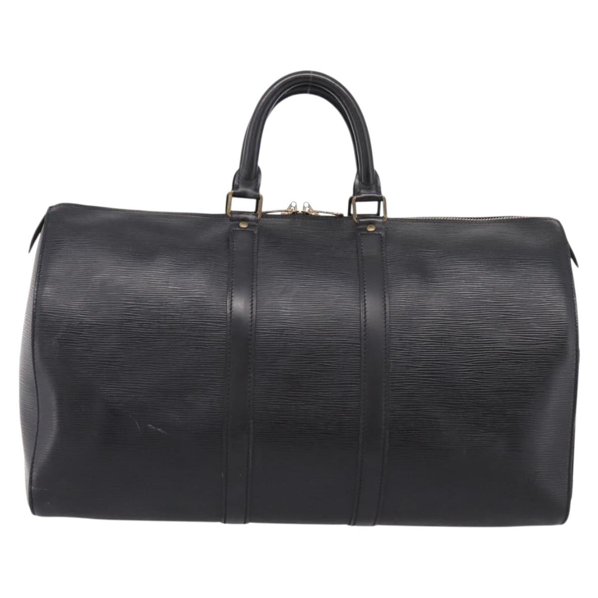 LOUIS VUITTON Epi Keepall 45 Boston Bag Noir M42972 LV Auth 205821A