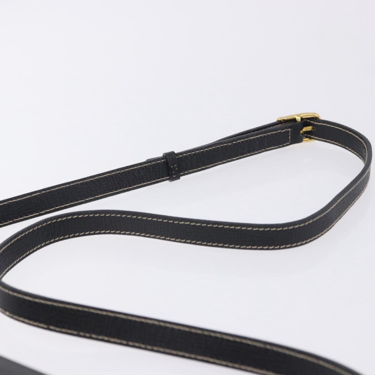 CELINE Circle Shoulder Bag Leather Black Gold Tone Auth 205823