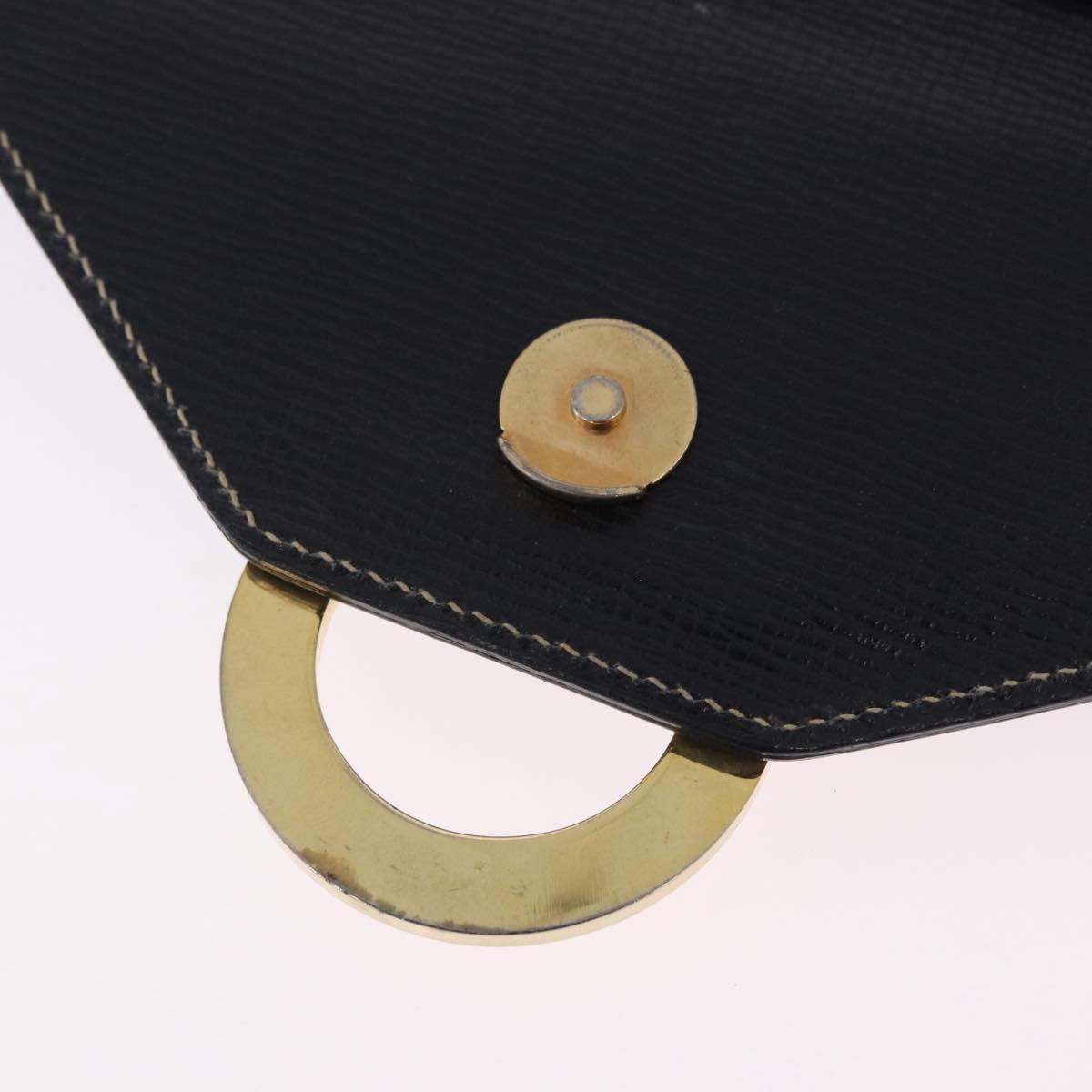CELINE Circle Shoulder Bag Leather Black Gold Tone Auth 205823