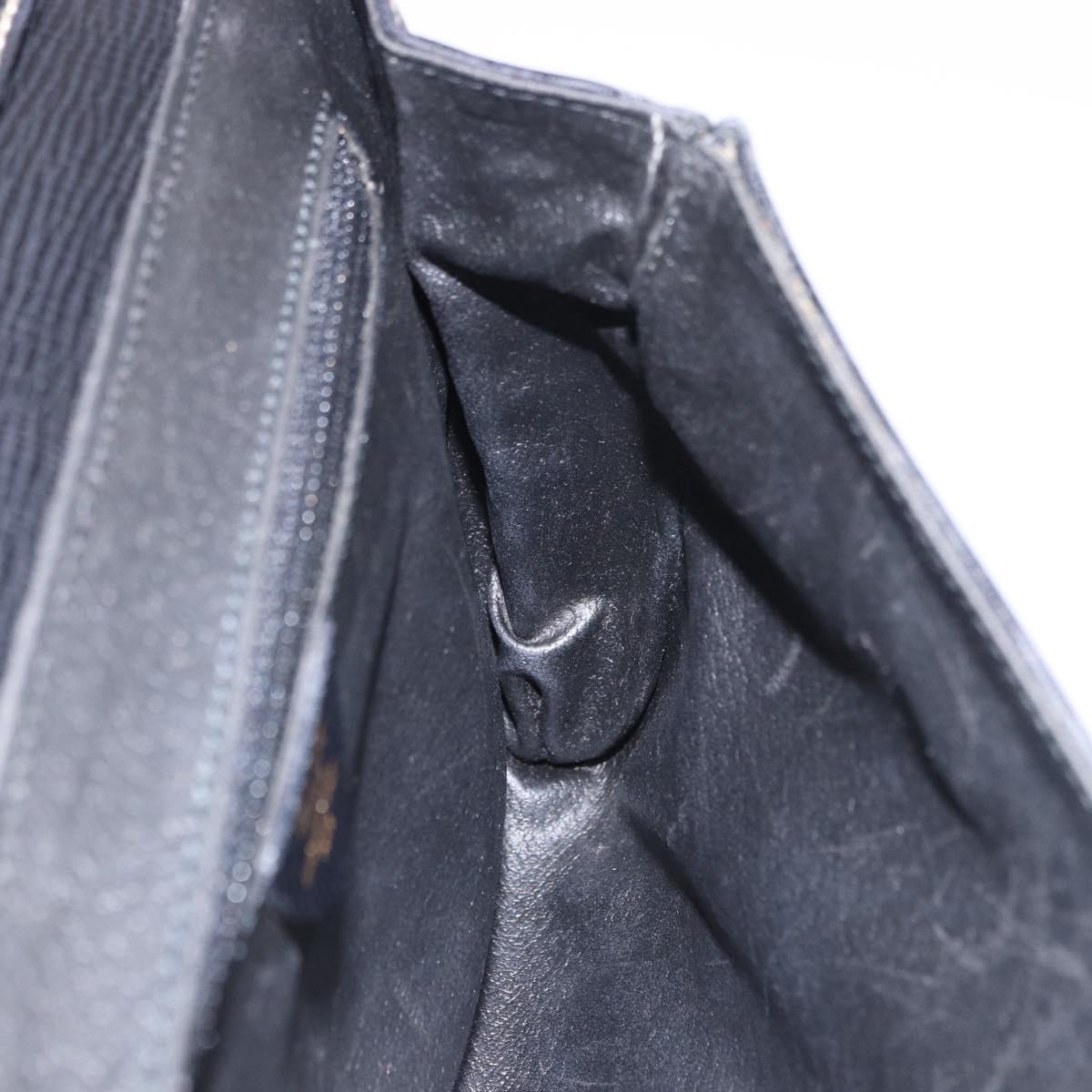 CELINE Circle Shoulder Bag Leather Black Gold Tone Auth 205823