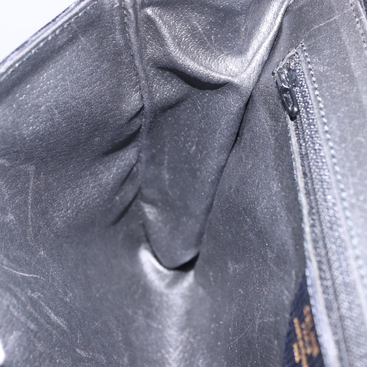 CELINE Circle Shoulder Bag Leather Black Gold Tone Auth 205823