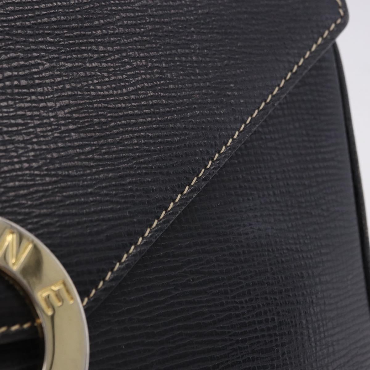 CELINE Circle Shoulder Bag Leather Black Gold Tone Auth 205823