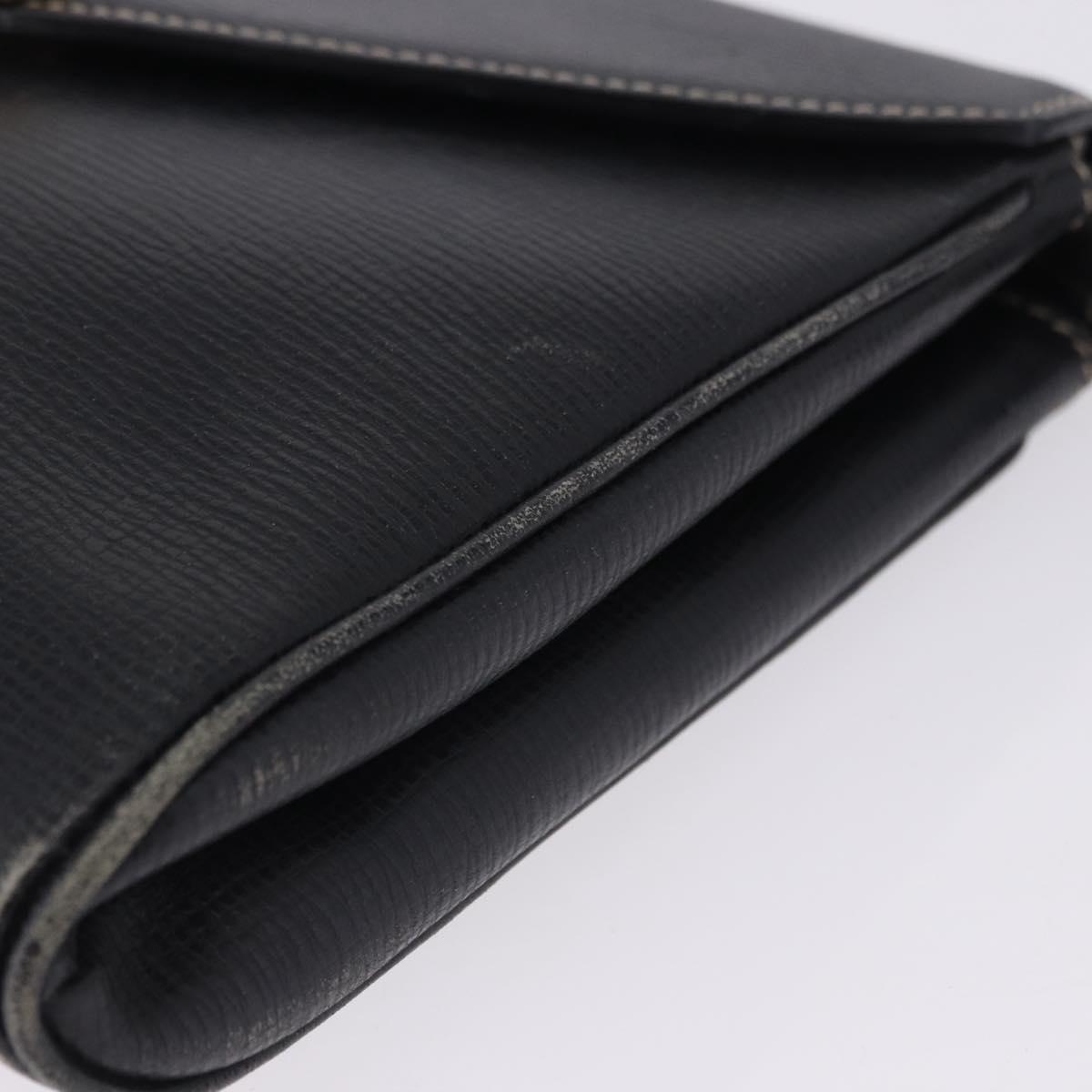 CELINE Circle Shoulder Bag Leather Black Gold Tone Auth 205823