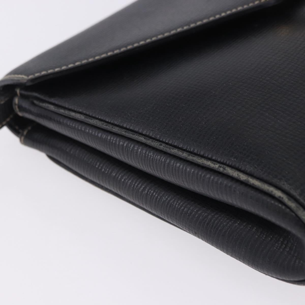 CELINE Circle Shoulder Bag Leather Black Gold Tone Auth 205823