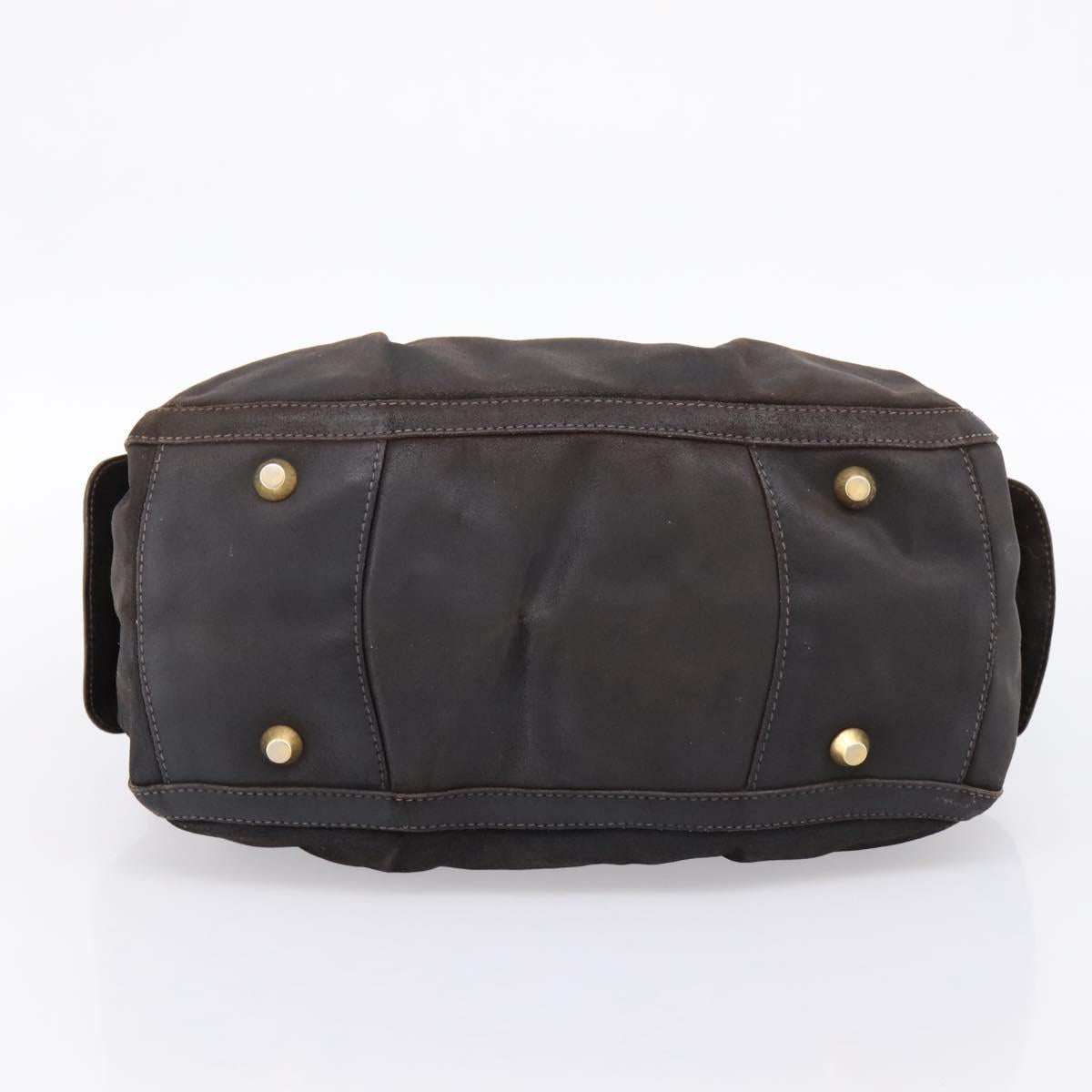 Miu Miu Hand Bag Suede Brown Gold Tone Auth 205824