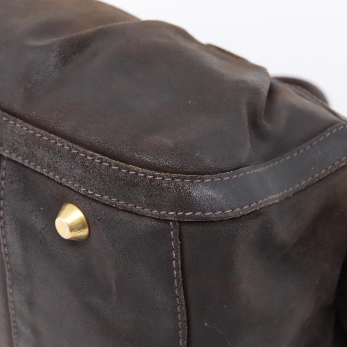 Miu Miu Hand Bag Suede Brown Gold Tone Auth 205824