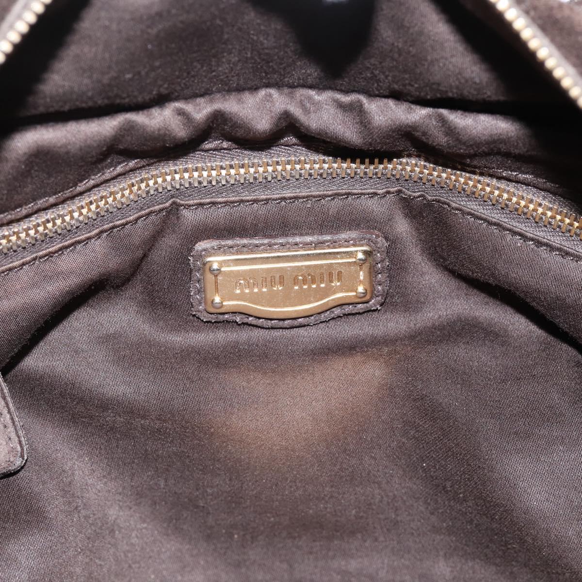 Miu Miu Hand Bag Suede Brown Gold Tone Auth 205824