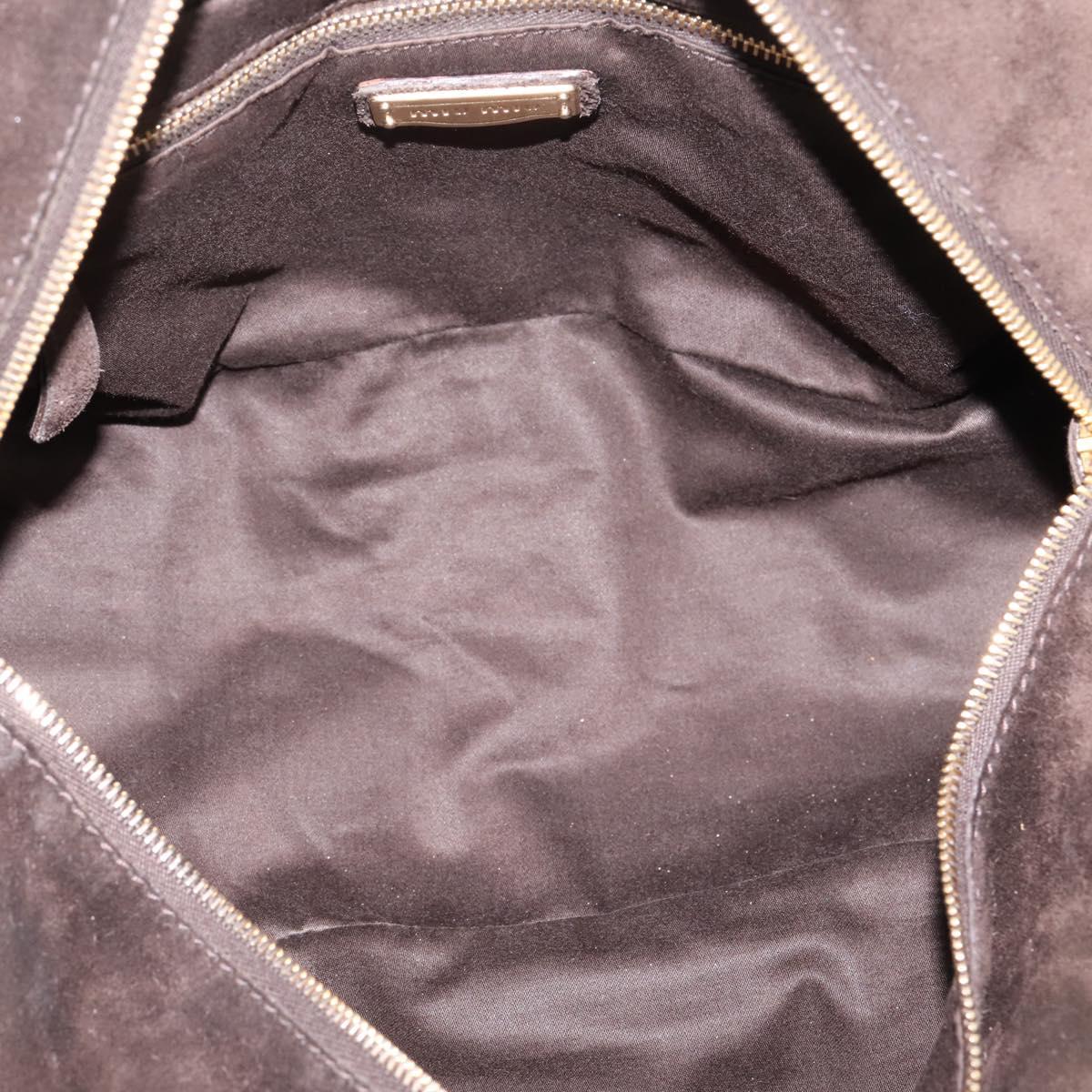 Miu Miu Hand Bag Suede Brown Gold Tone Auth 205824