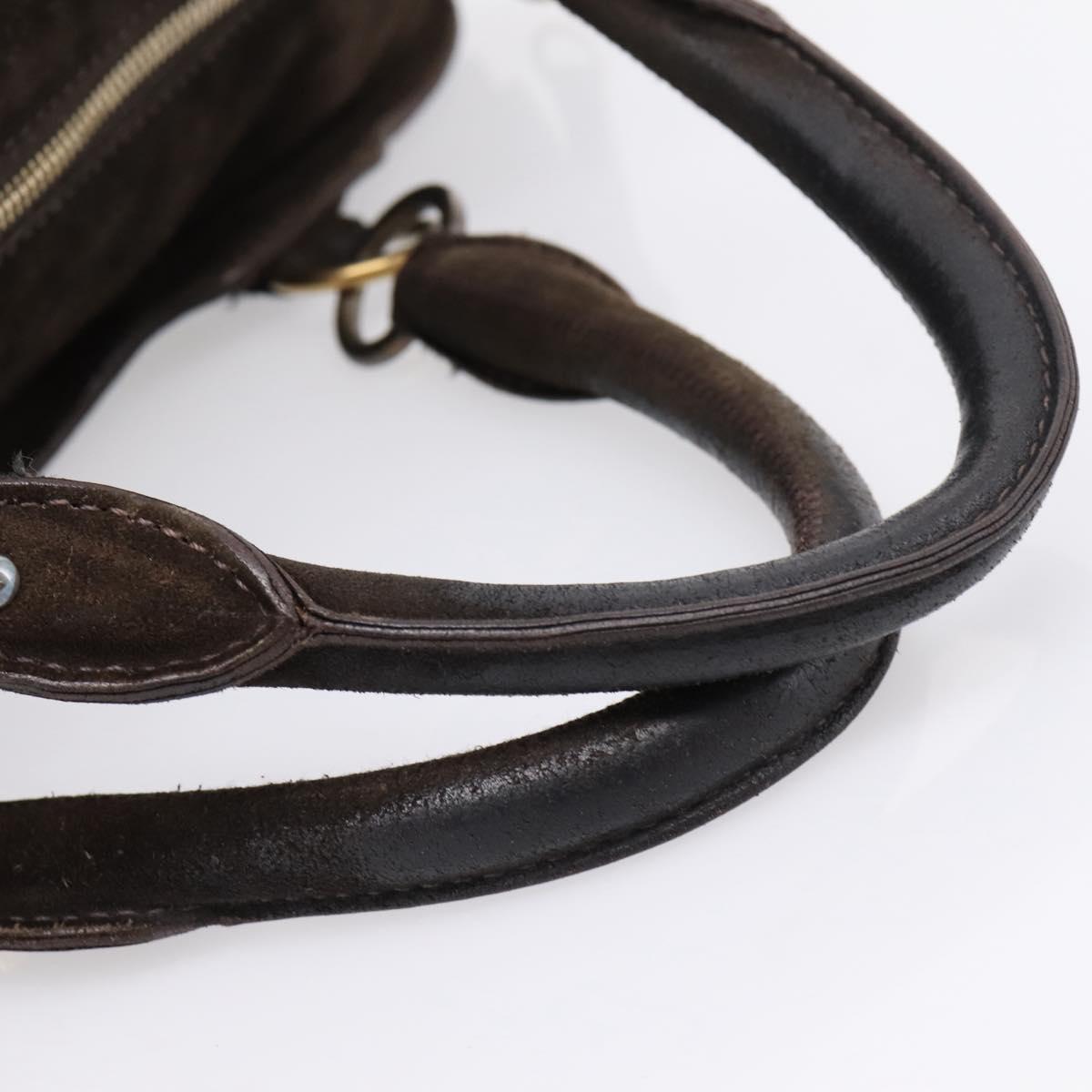 Miu Miu Hand Bag Suede Brown Gold Tone Auth 205824