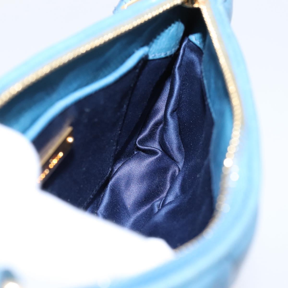 Miu Miu Shoulder Bag Leather Blue Gold Tone Auth 205826V