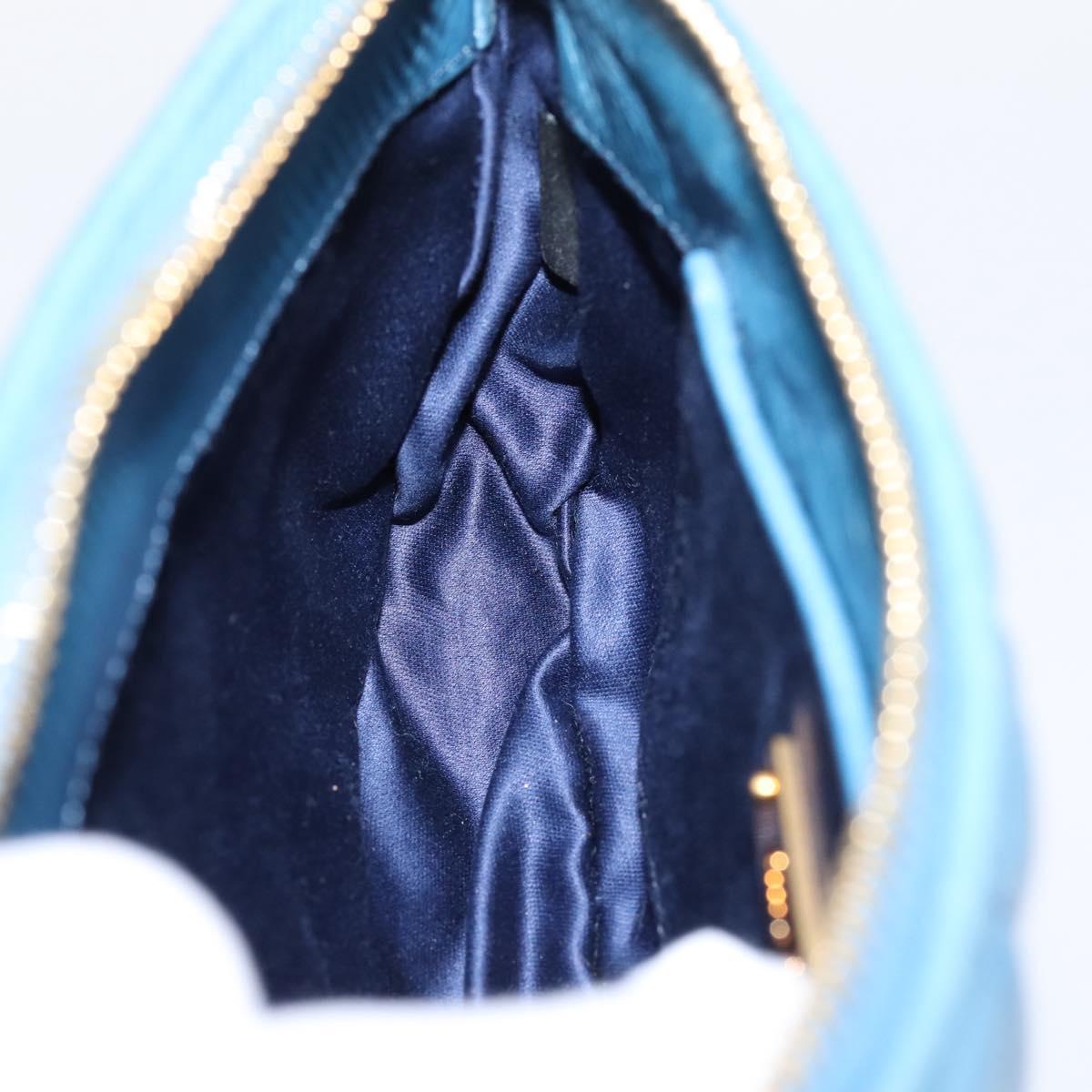 Miu Miu Shoulder Bag Leather Blue Gold Tone Auth 205826V