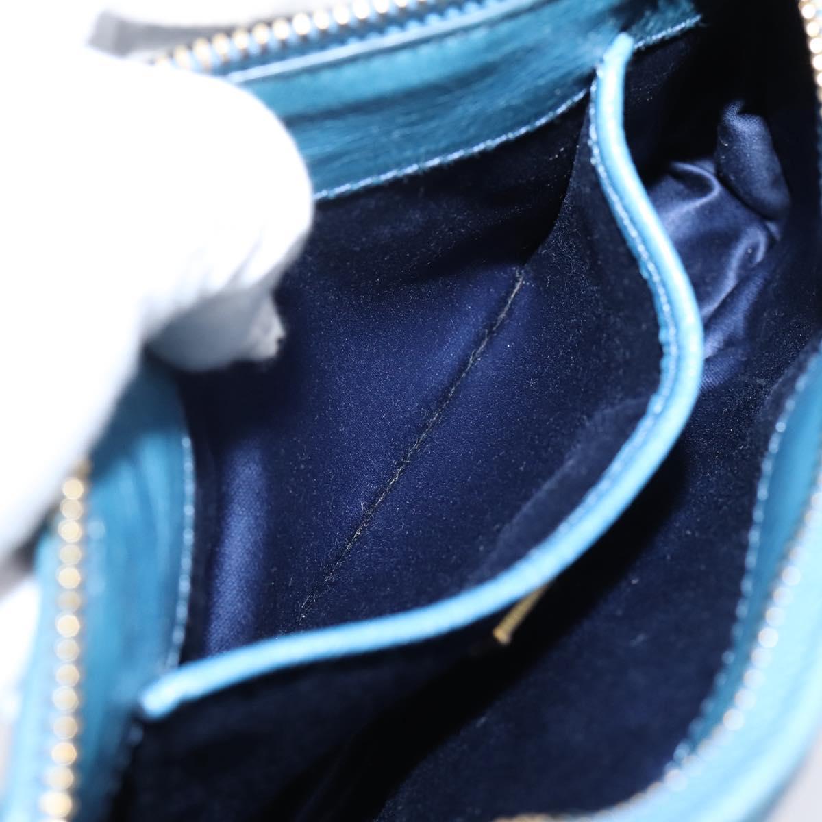 Miu Miu Shoulder Bag Leather Blue Gold Tone Auth 205826V