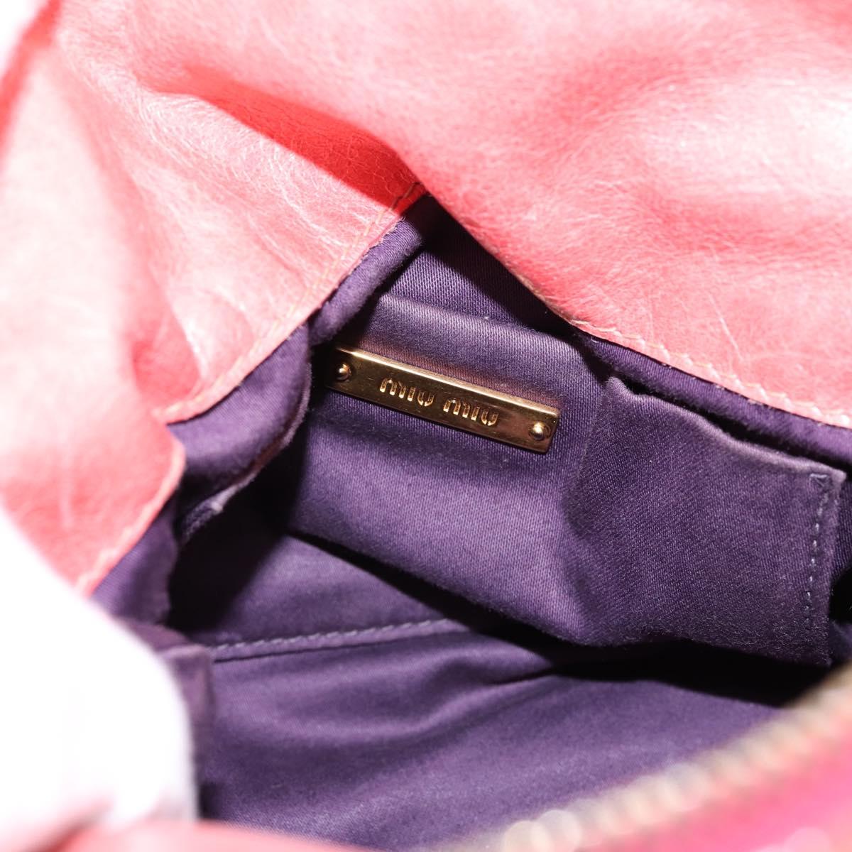 Miu Miu Vitellolux Hand Bag Leather 2way Pink Gold Auth 205828V