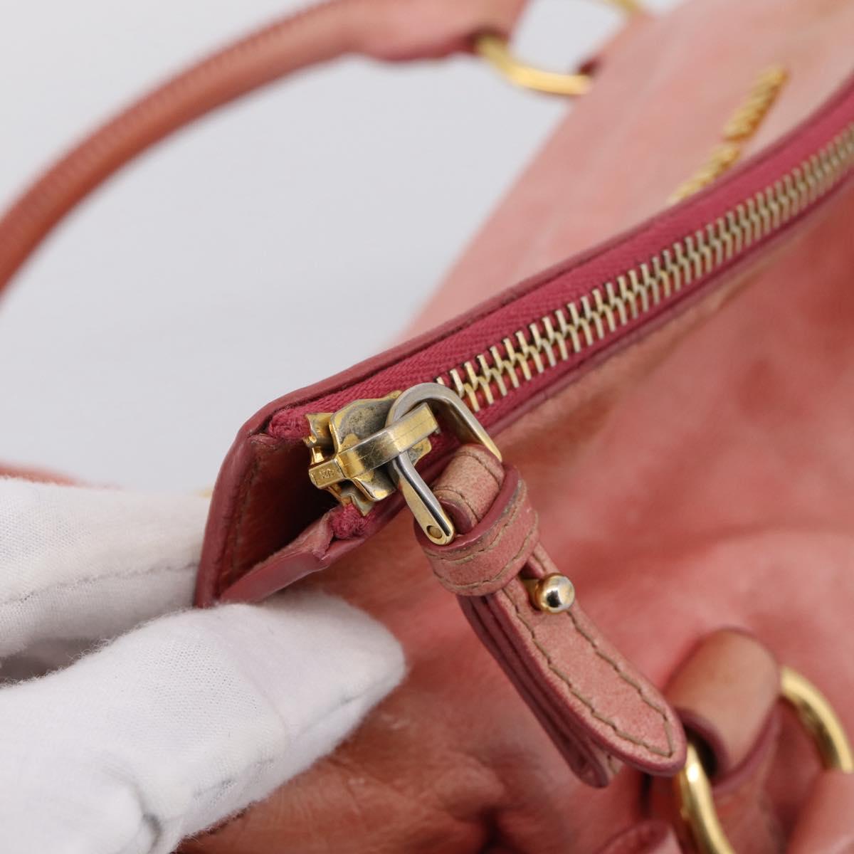 Miu Miu Vitellolux Hand Bag Leather 2way Pink Gold Auth 205828V