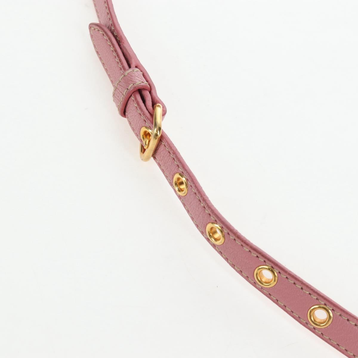 Miu Miu Hand Bag Leather 2way Pink Gold Tone Auth 205829A