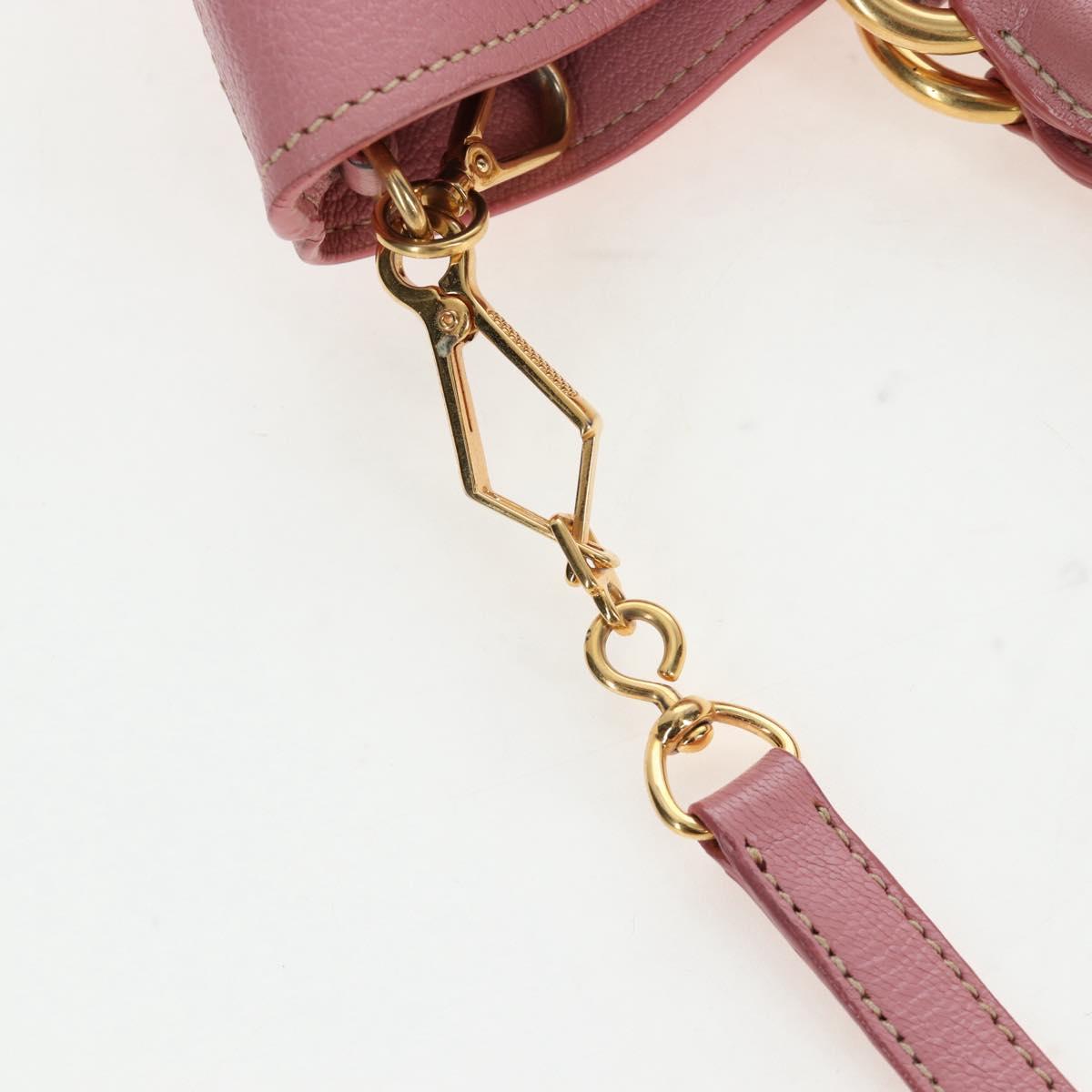 Miu Miu Hand Bag Leather 2way Pink Gold Tone Auth 205829A