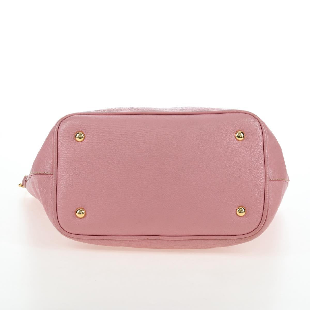Miu Miu Hand Bag Leather 2way Pink Gold Tone Auth 205829A