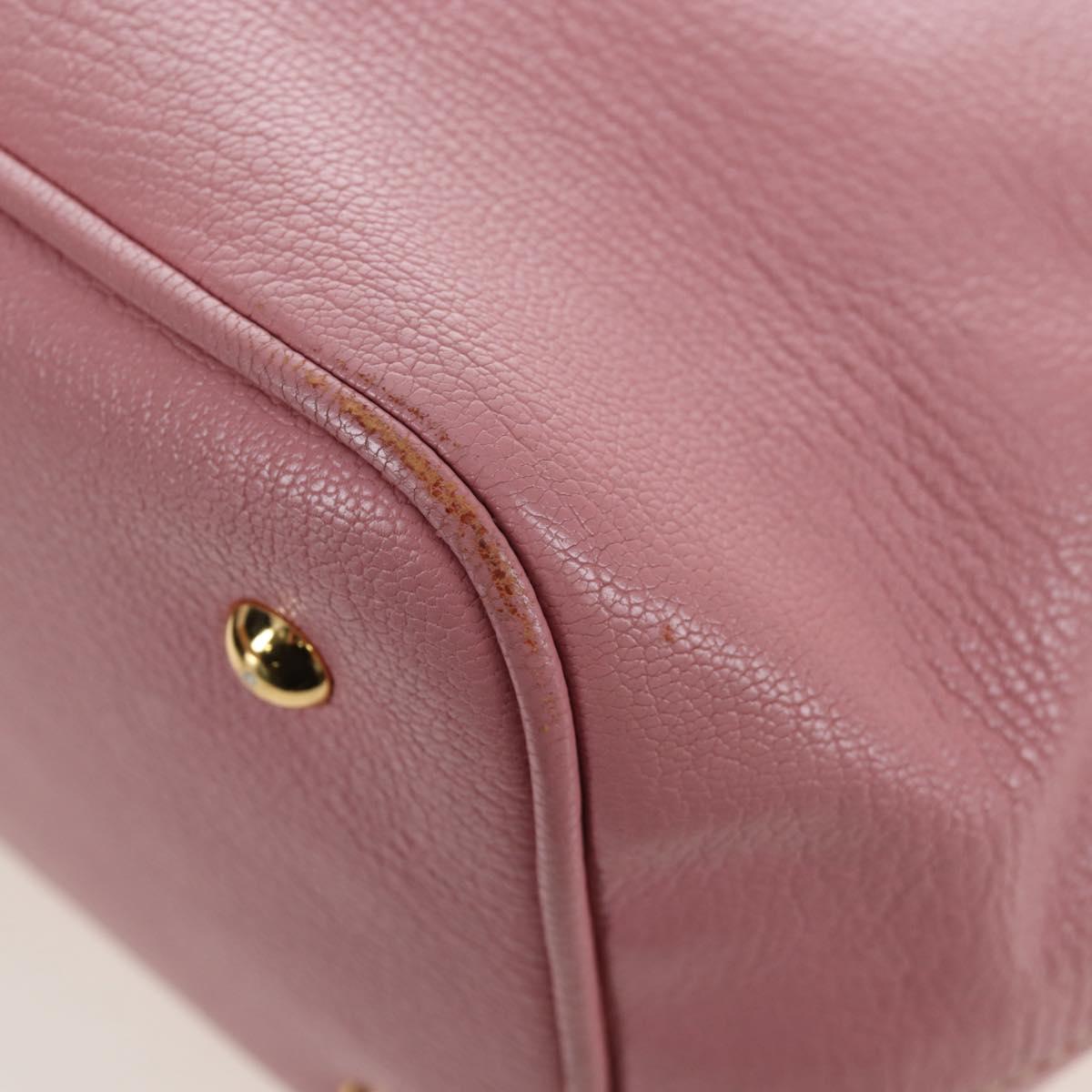 Miu Miu Hand Bag Leather 2way Pink Gold Tone Auth 205829A
