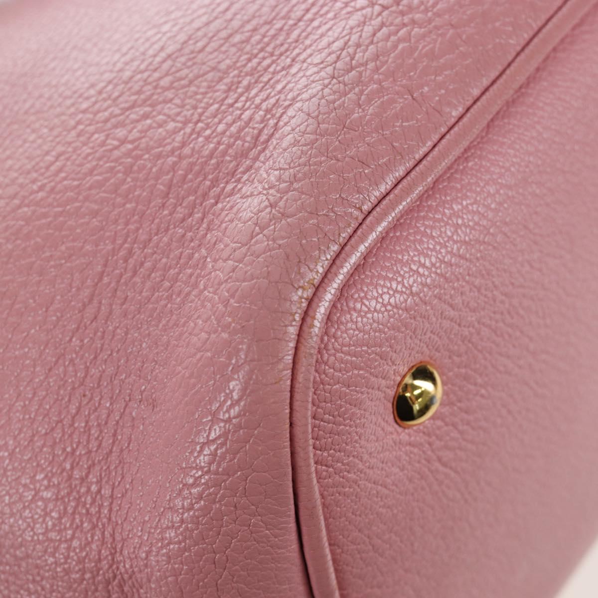 Miu Miu Hand Bag Leather 2way Pink Gold Tone Auth 205829A
