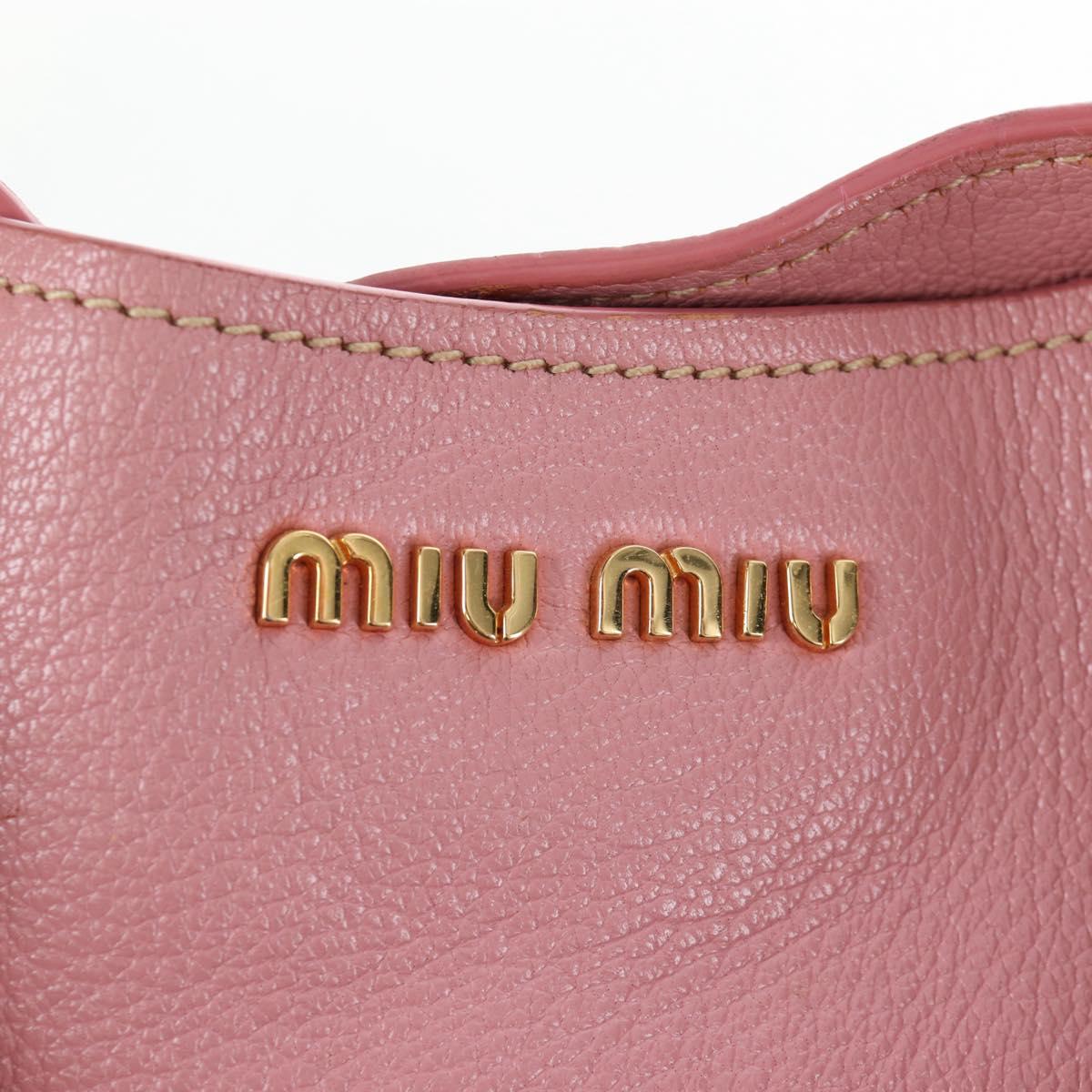 Miu Miu Hand Bag Leather 2way Pink Gold Tone Auth 205829A