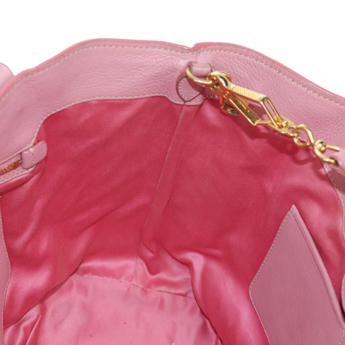 Miu Miu Hand Bag Leather 2way Pink Gold Tone Auth 205829A