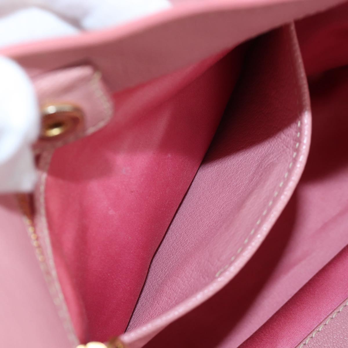Miu Miu Hand Bag Leather 2way Pink Gold Tone Auth 205829A
