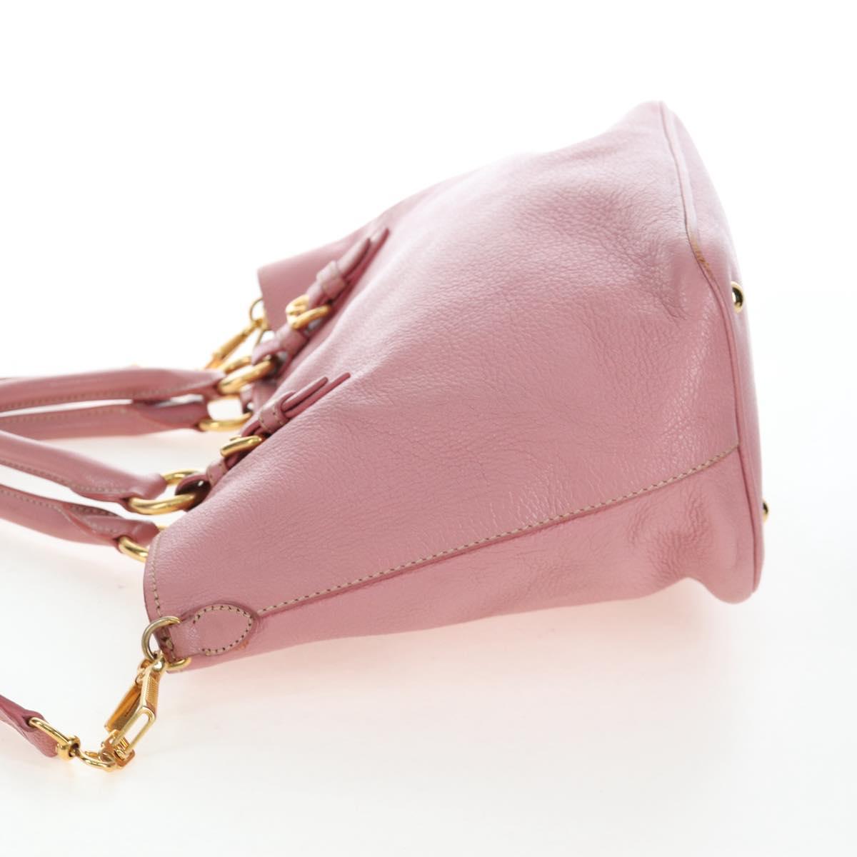 Miu Miu Hand Bag Leather 2way Pink Gold Tone Auth 205829A
