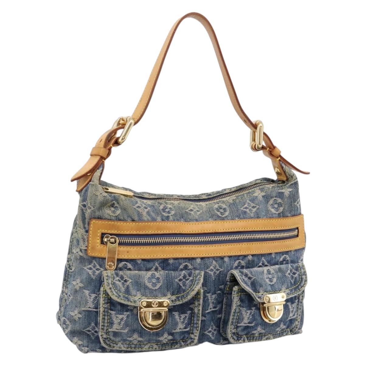LOUIS VUITTON Monogram Denim Buggy PM Shoulder Bag Blue M95049 LV Auth 205830V