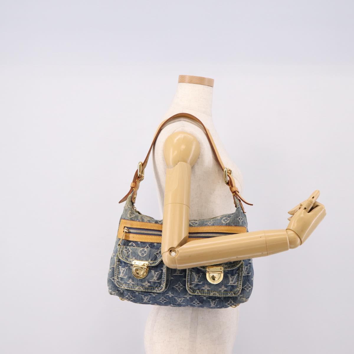 LOUIS VUITTON Monogram Denim Buggy PM Shoulder Bag Blue M95049 LV Auth 205830V