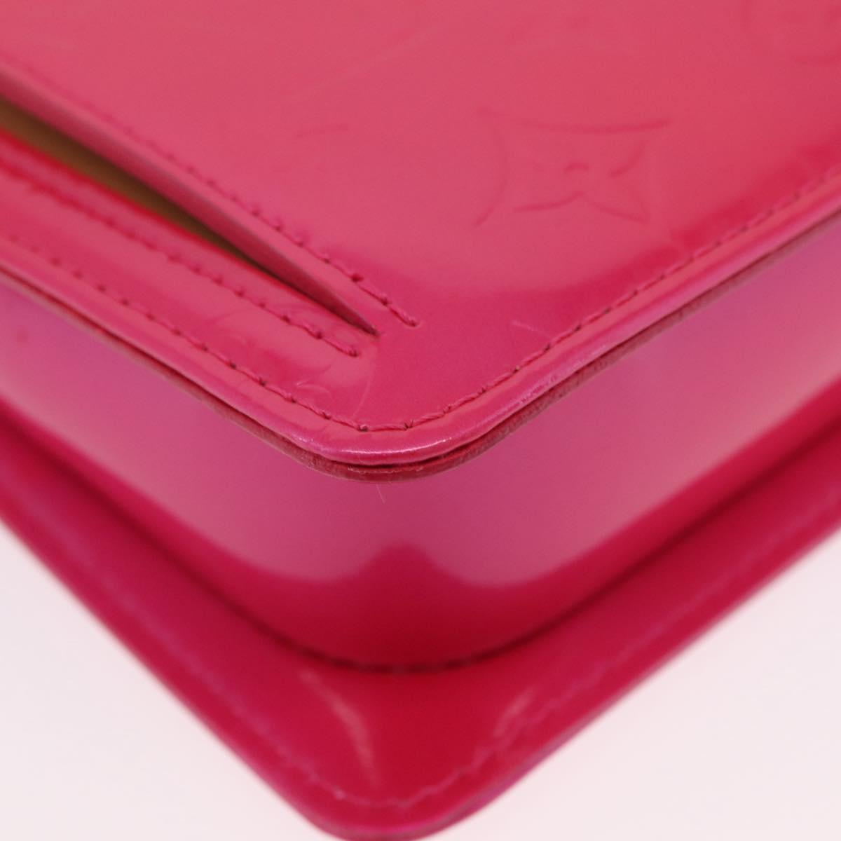 LOUIS VUITTON Monogram Vernis Motto Pouch Fuchsia Pink M91225 LV Auth 205834V
