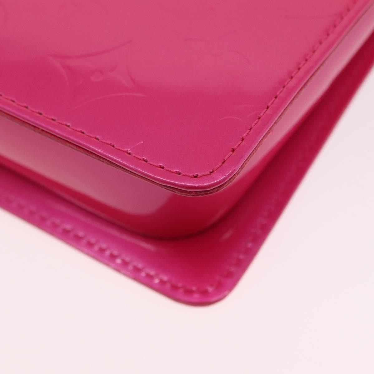 LOUIS VUITTON Monogram Vernis Motto Pouch Fuchsia Pink M91225 LV Auth 205834V