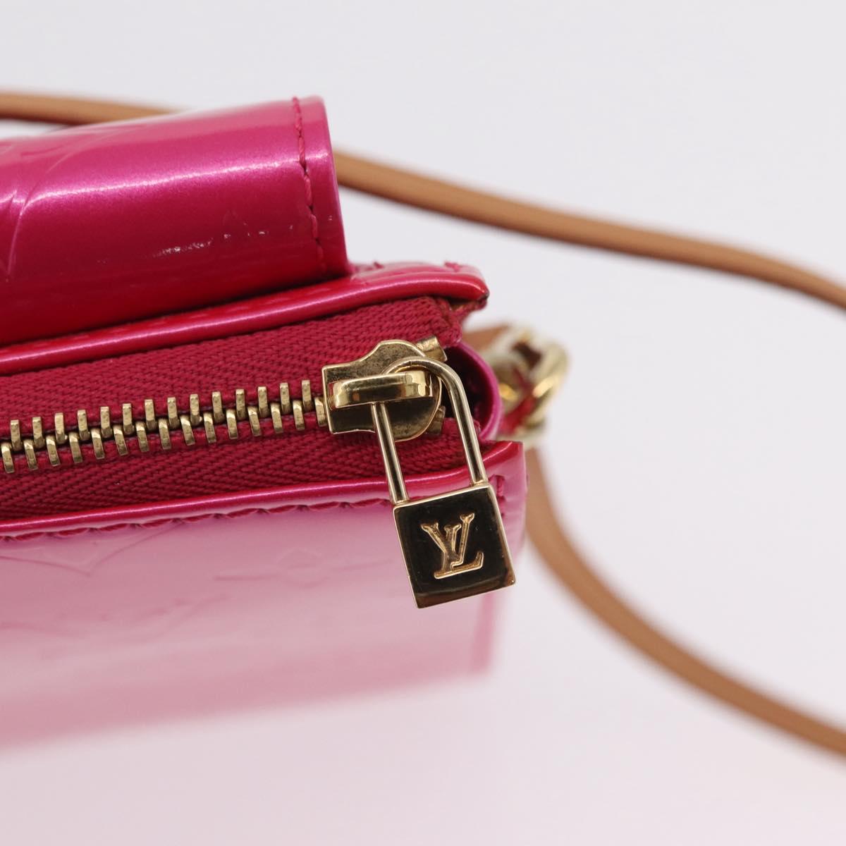 LOUIS VUITTON Monogram Vernis Motto Pouch Fuchsia Pink M91225 LV Auth 205834V