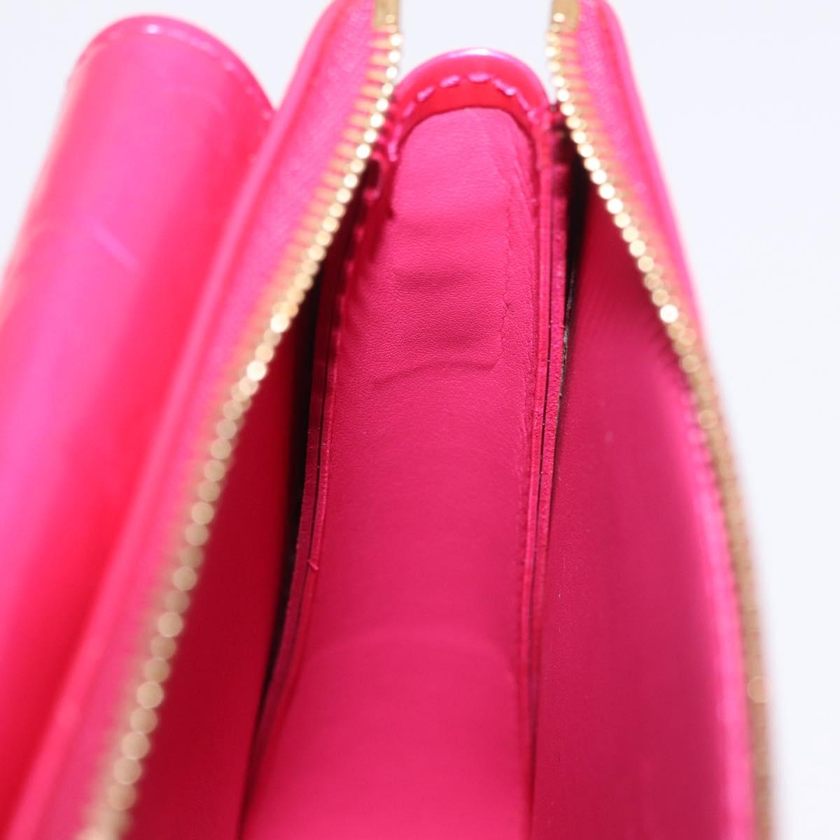LOUIS VUITTON Monogram Vernis Motto Pouch Fuchsia Pink M91225 LV Auth 205834V