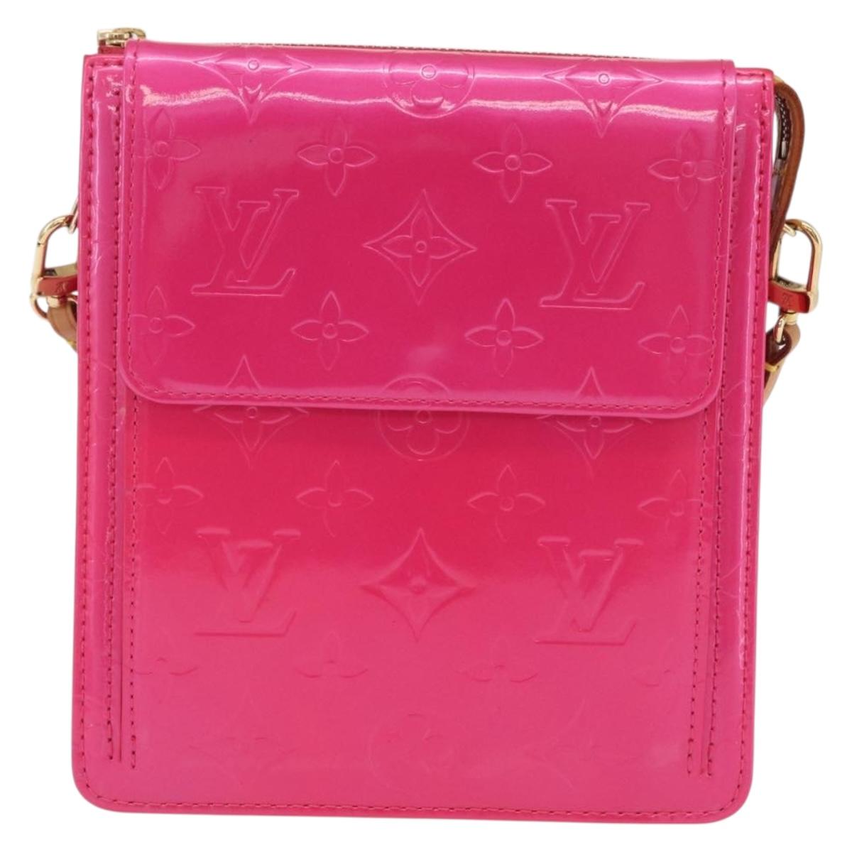 LOUIS VUITTON Monogram Vernis Motto Pouch Fuchsia Pink M91225 LV Auth 205834V