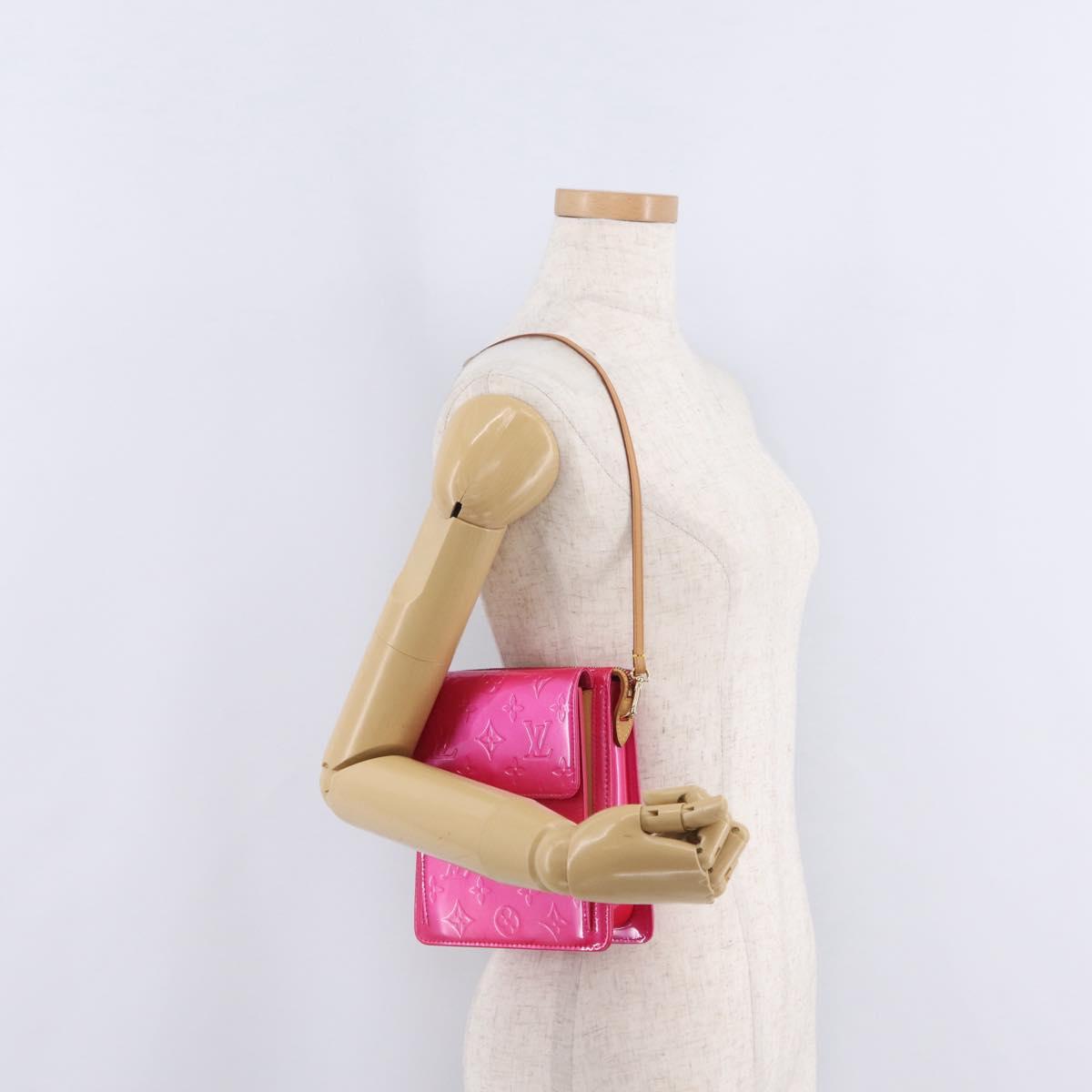 LOUIS VUITTON Monogram Vernis Motto Pouch Fuchsia Pink M91225 LV Auth 205834V