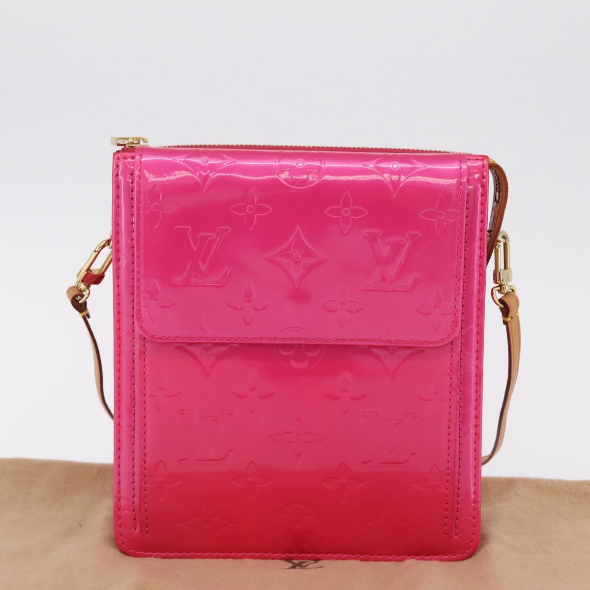 LOUIS VUITTON Monogram Vernis Motto Pouch Fuchsia Pink M91225 LV Auth 205834V