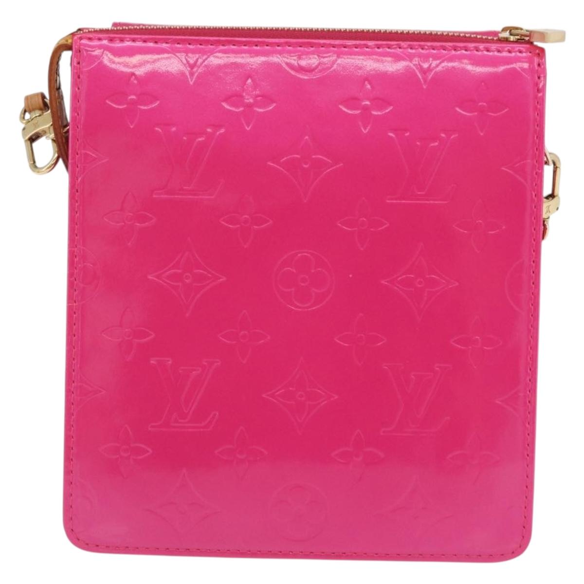 LOUIS VUITTON Monogram Vernis Motto Pouch Fuchsia Pink M91225 LV Auth 205834V