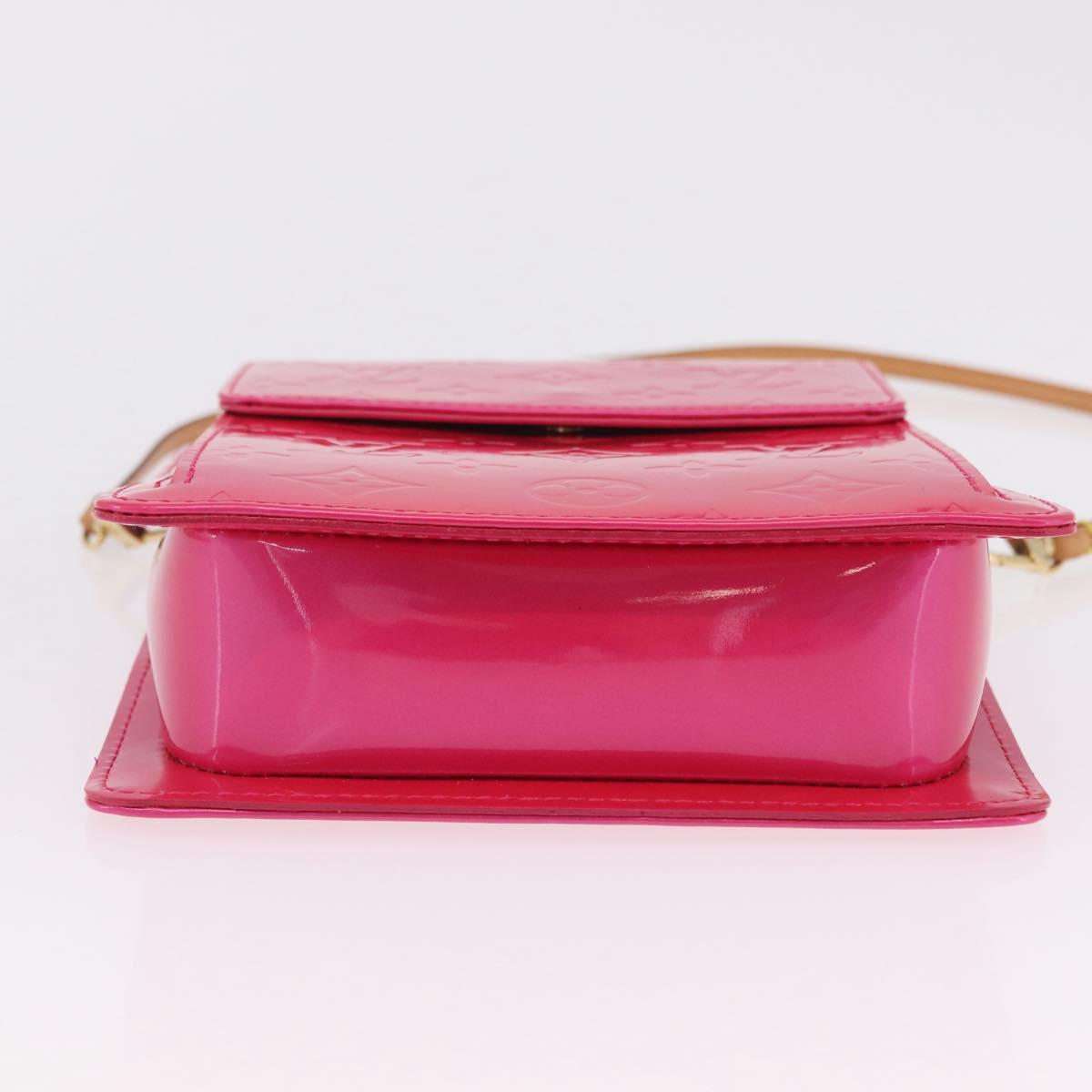 LOUIS VUITTON Monogram Vernis Motto Pouch Fuchsia Pink M91225 LV Auth 205834V
