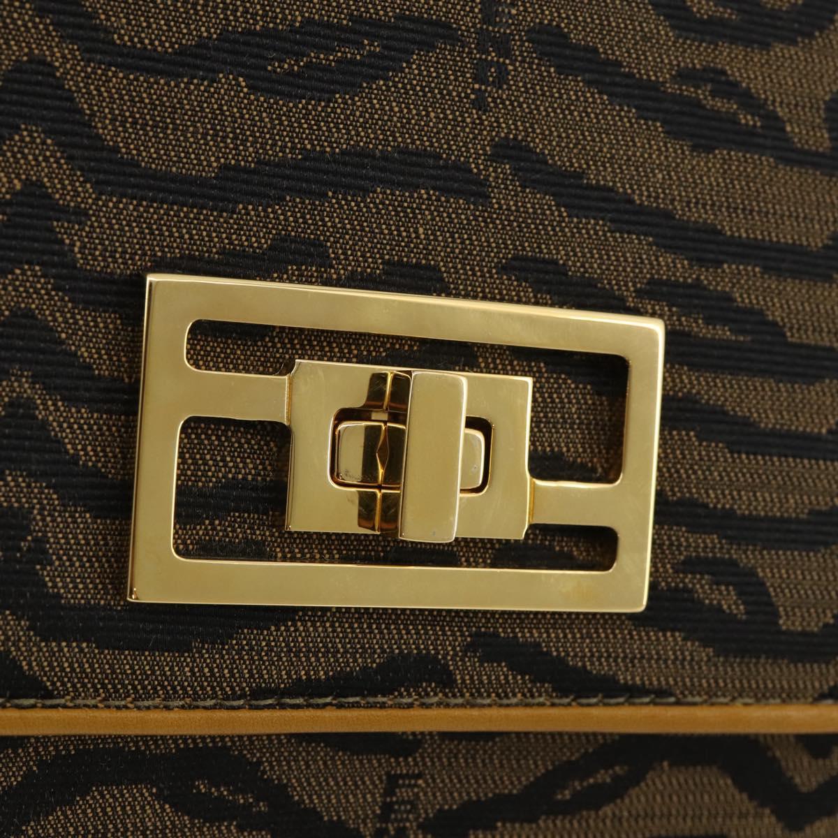 FENDI Shoulder Bag Canvas Brown Gold Tone Auth 205851A