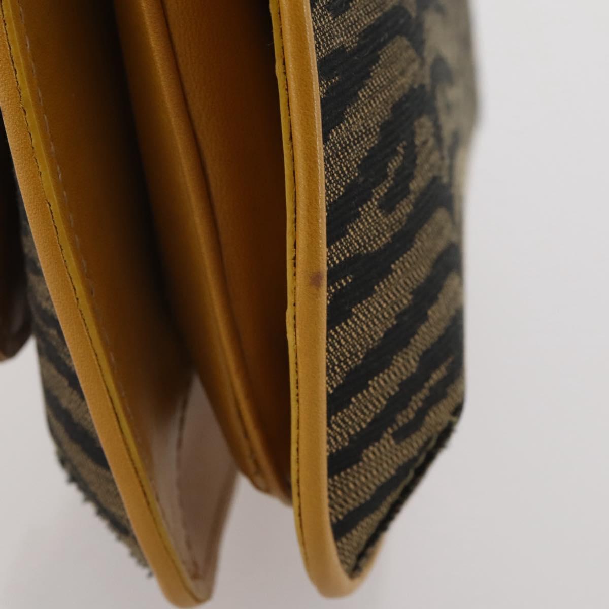 FENDI Shoulder Bag Canvas Brown Gold Tone Auth 205851A