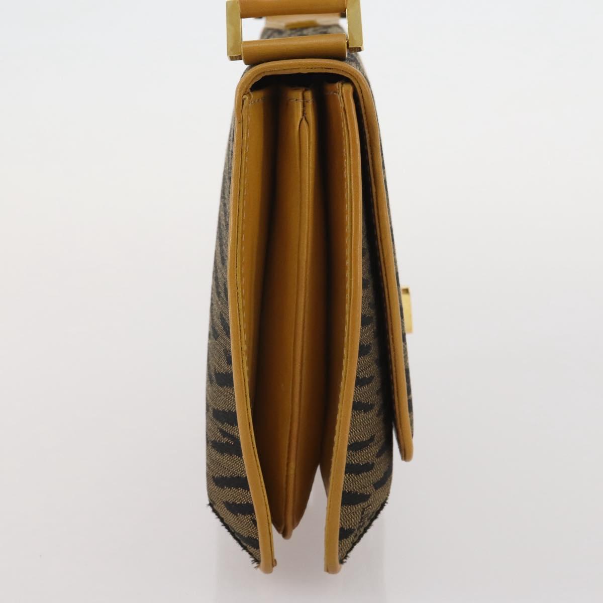 FENDI Shoulder Bag Canvas Brown Gold Tone Auth 205851A