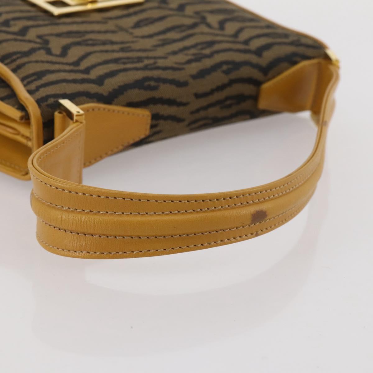 FENDI Shoulder Bag Canvas Brown Gold Tone Auth 205851A