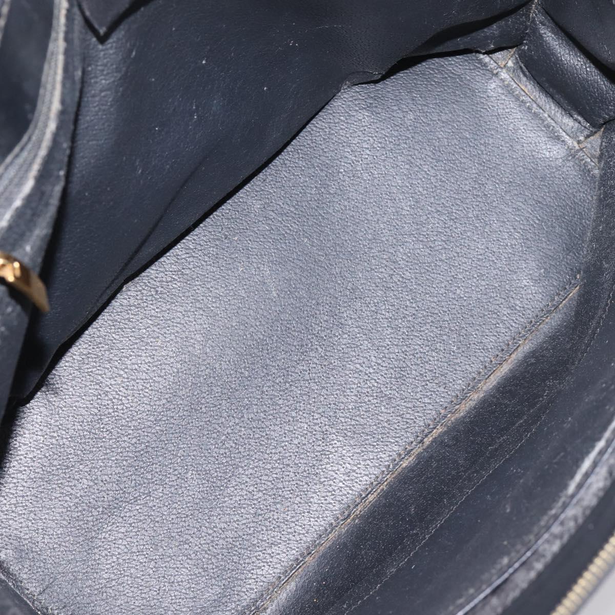 CELINE Macadam Hand Bag PVC Leather 2way Black Gold Tone Auth 205852