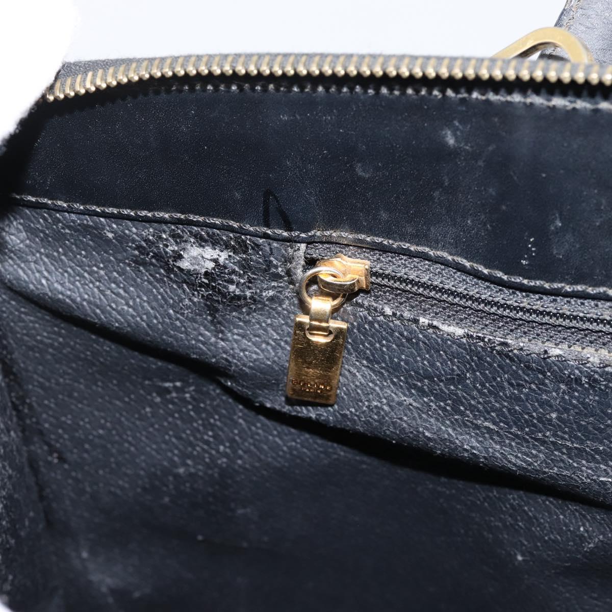 CELINE Macadam Hand Bag PVC Leather 2way Black Gold Tone Auth 205852