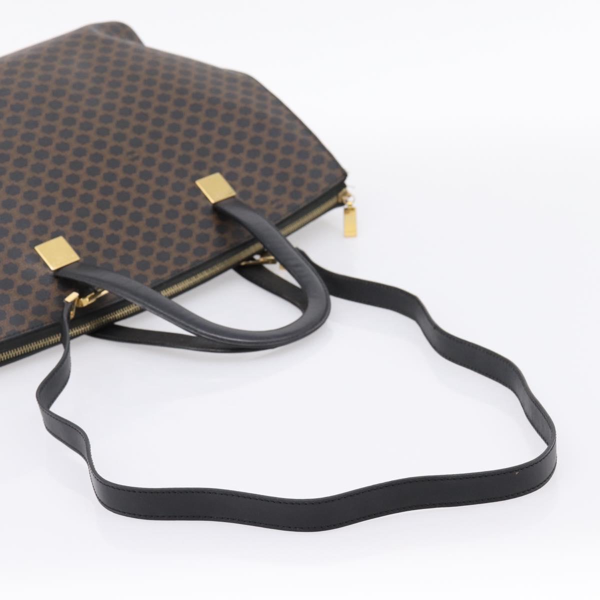 CELINE Macadam Hand Bag PVC Leather 2way Black Gold Tone Auth 205852