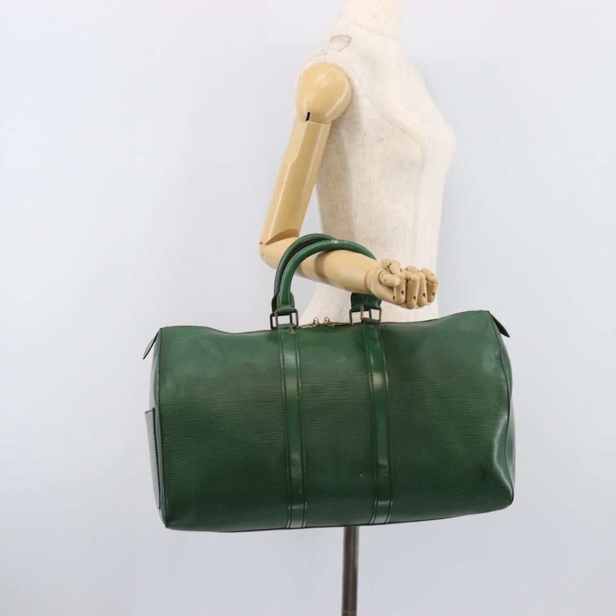 LOUIS VUITTON Epi Keepall 45 Boston Bag Green Keepall 45 LV Auth 205853